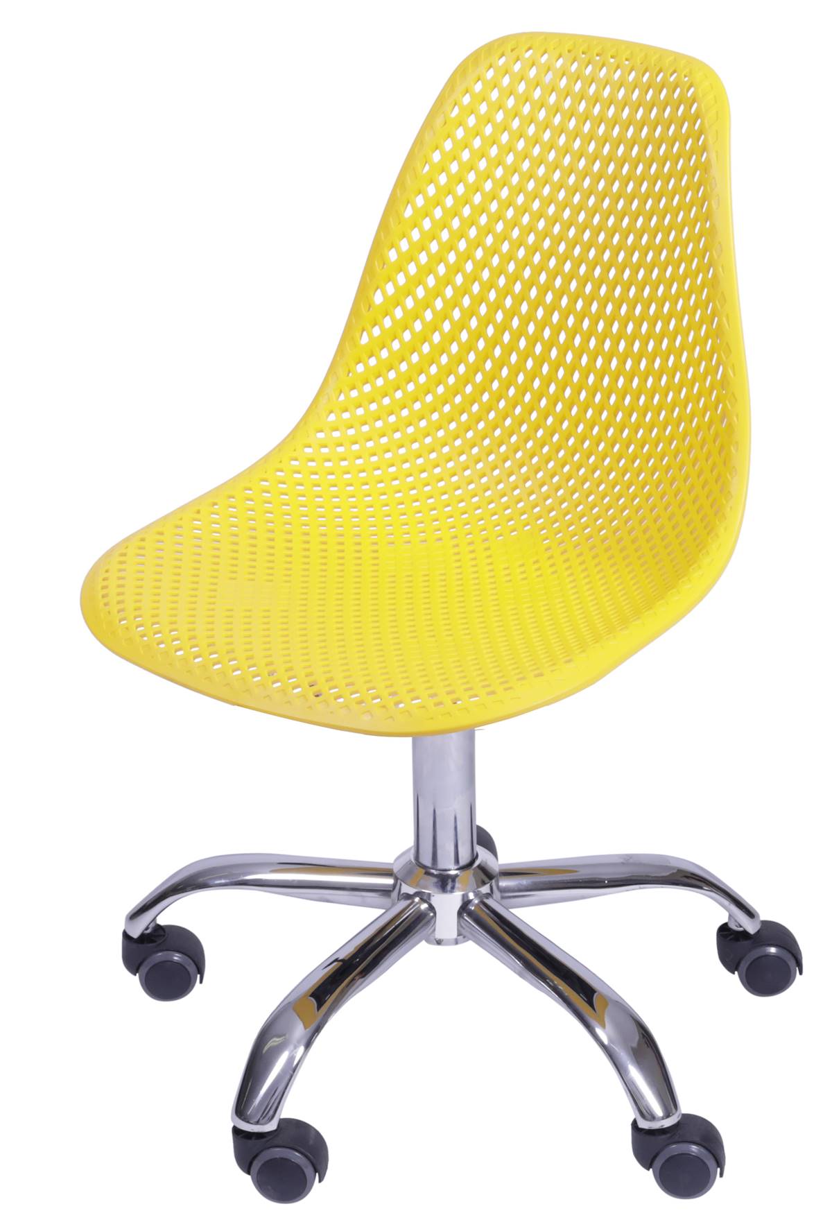 Cadeira Eames Furadinha cor Amarela com Base Rodizio - 54704