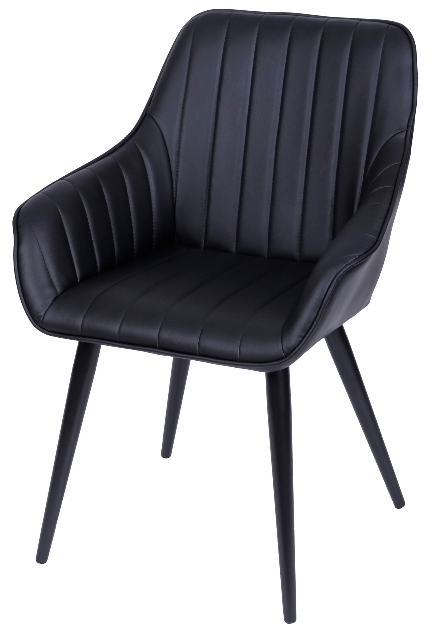 Cadeira Lounge com Braco Courino Preto e Costura Vertical - 50018