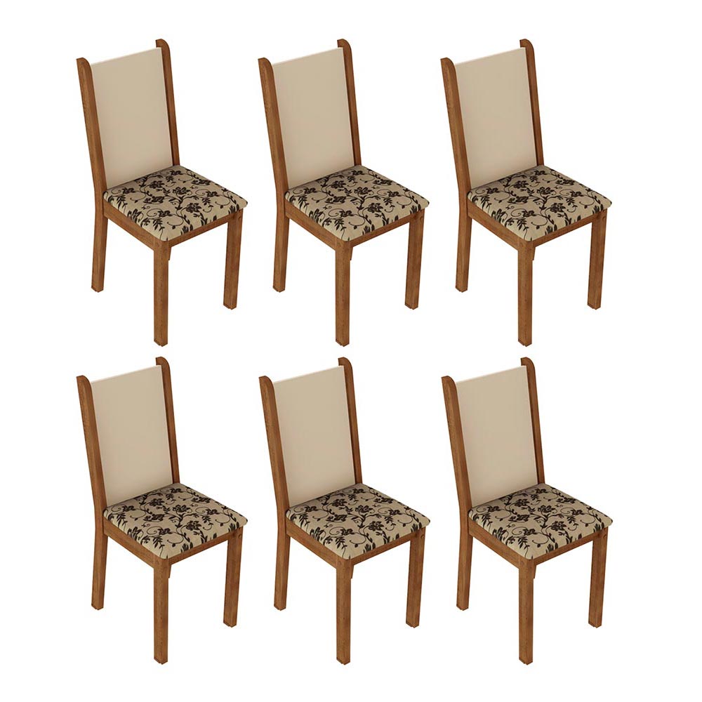 Kit 6 Cadeiras 4291 Madesa Rustic/Crema/Bege Marrom