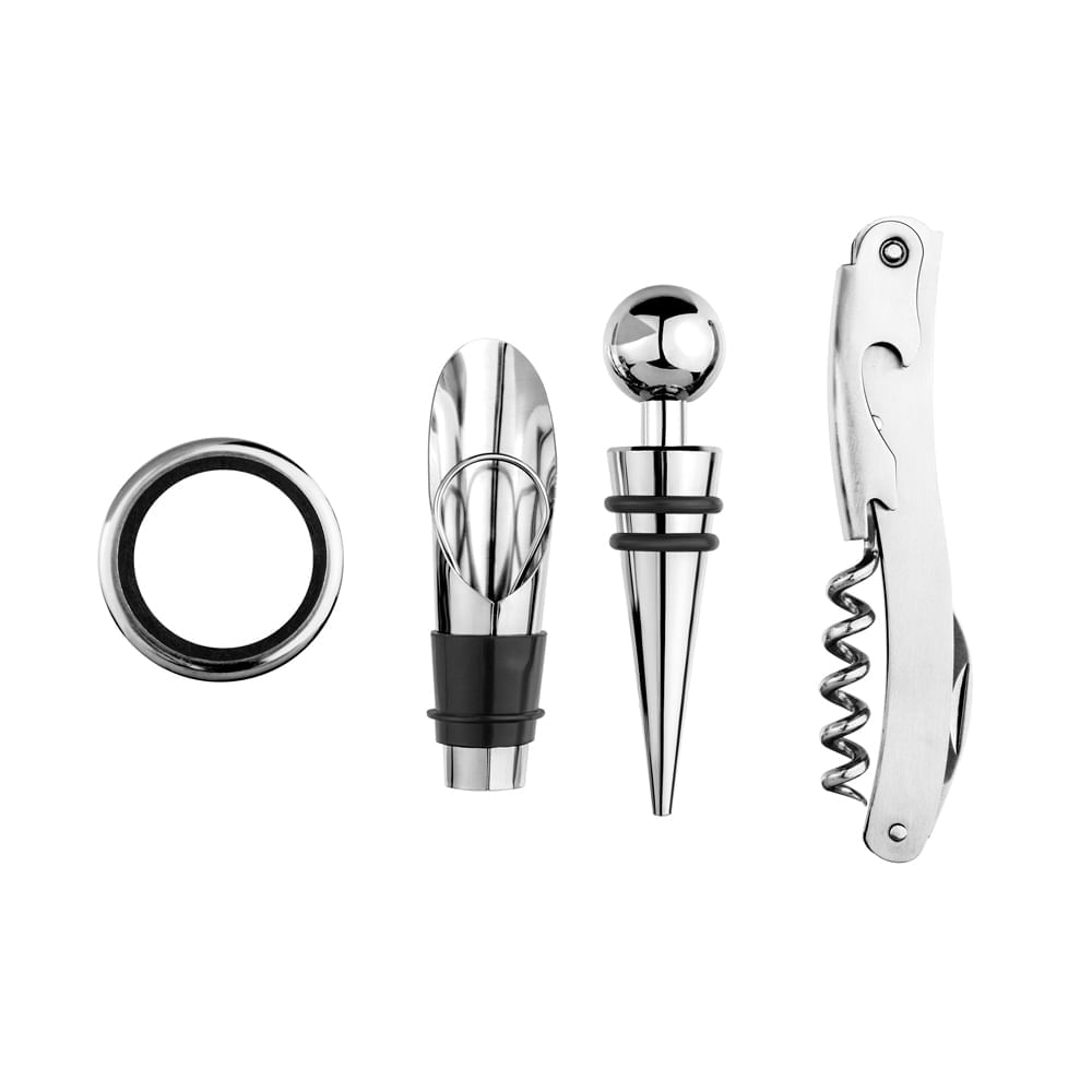 Kit Vinho: Saca Rolha, Rolha Inox, Salva Gotas e Aerador UP Home - UD224