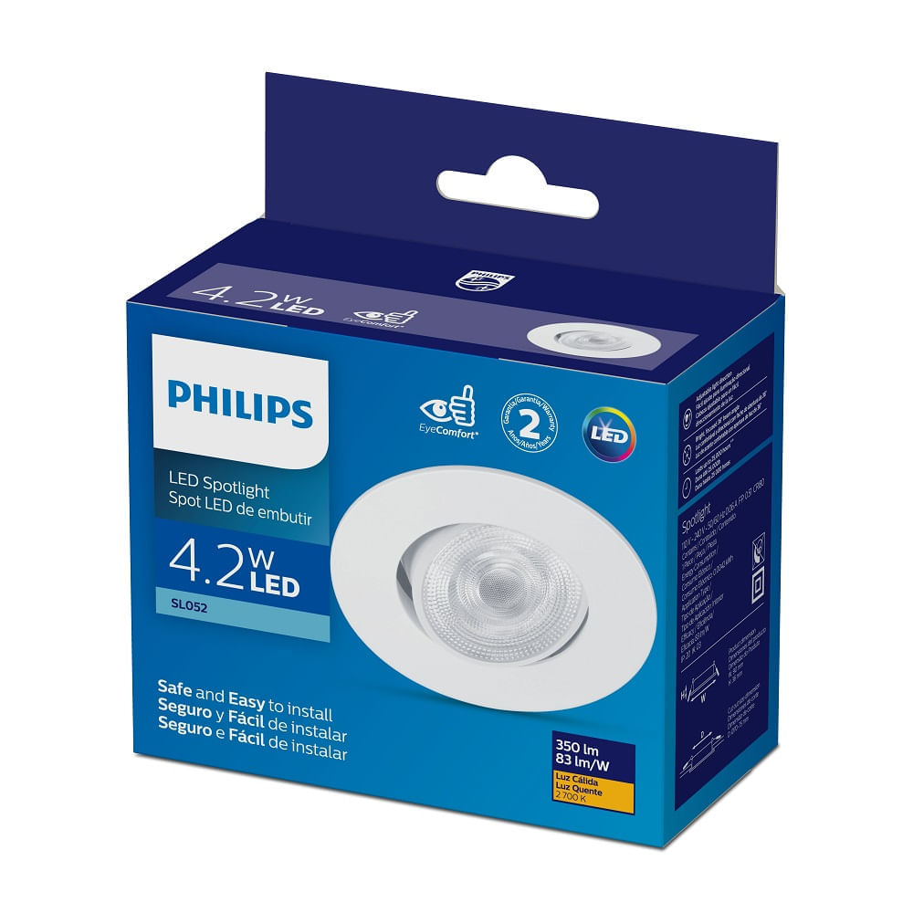Philips SpotKit Led de Embutir redondo 4,2W luz amarela  (100-240V)
