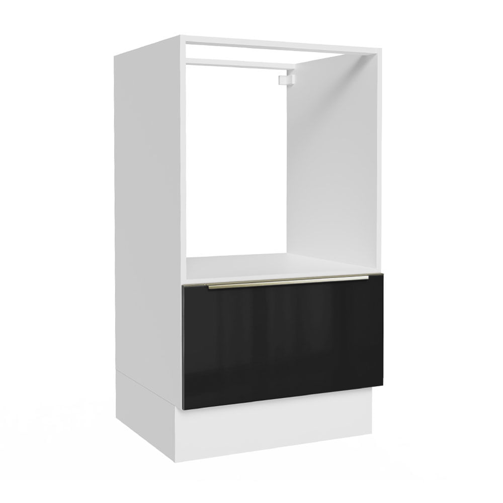 Balcão para Forno e Micro-Ondas Madesa Lux 60 cm 1 Porta (Sem Tampo) Branco/Preto