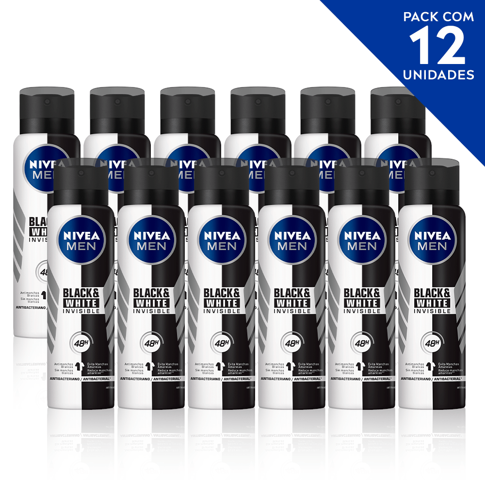 Desodorante Antitranspirante Aerosol NIVEA Men Invisible for Black & White 150ml- 12 unidades é boa?