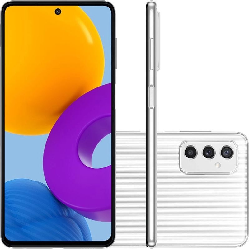 Smartphone Samsung Galaxy M52 128GB 5G Wi-Fi Tela 6.7” Dual Chip 6GB RAM Câmera Tripla – Branco