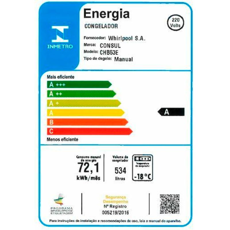 frezzer-consul-chb53ebbna-selo-inmetro-220v