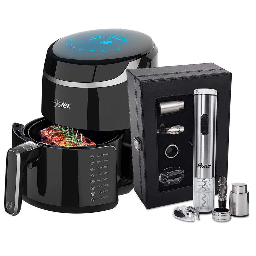 Kit Fritadeira Black Digital Fryer e Kit Vinho Oster Menor preço em Kit Fritadeira Black Digital Fryer e Kit Vinho Oster