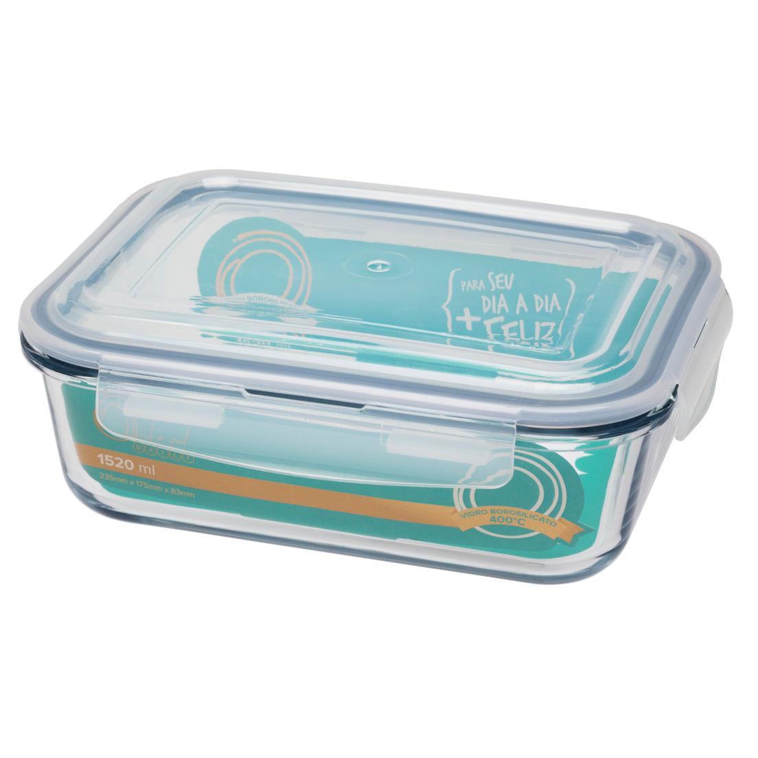 Pote Hermético de Vidro Retangular 1,5 L
