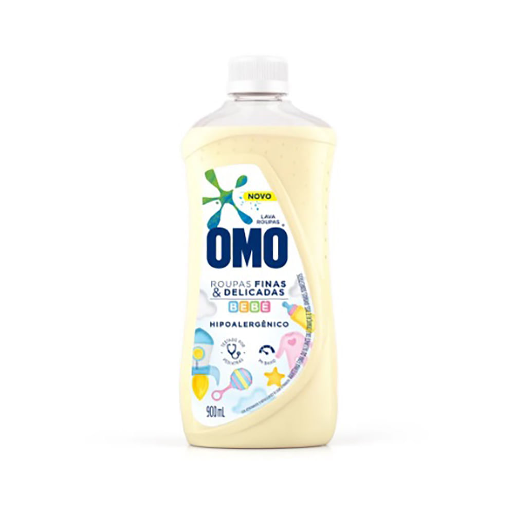 Lava Roupa Liquído  Roupas Finas e Delicadas Bebê Omo 900ML