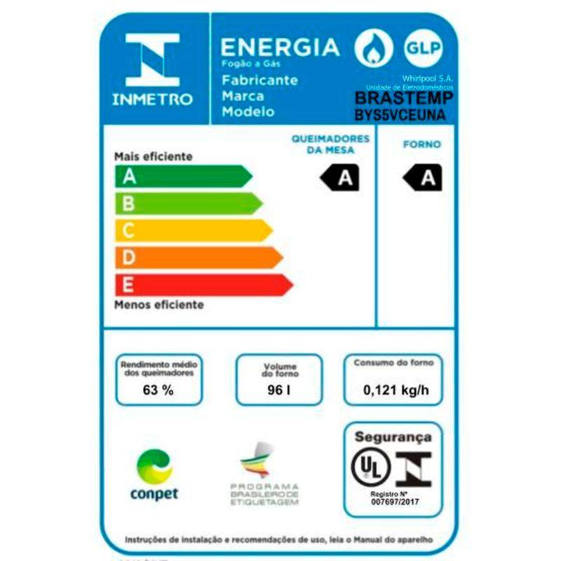 fogao-brastemp-bys5vce-selo-inmetro-bivolt