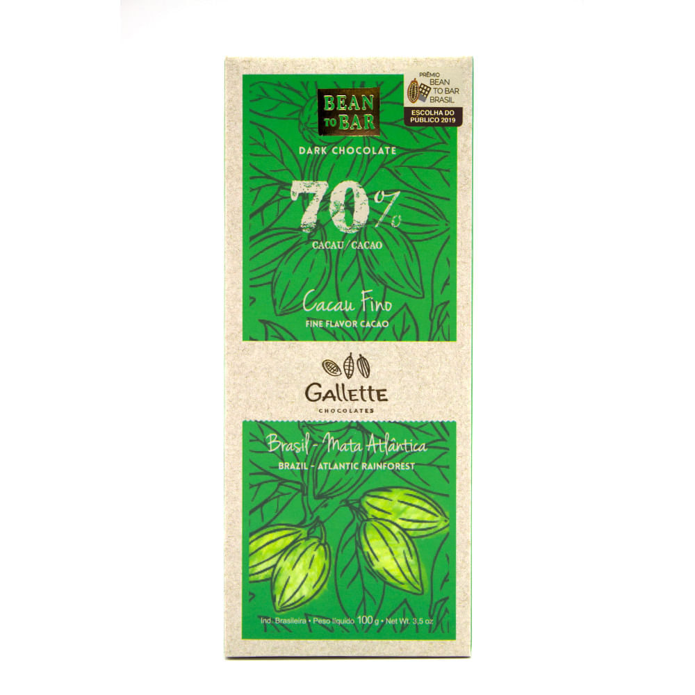 Chocolate 70% Cacau Bean to Bar Gallette 100g