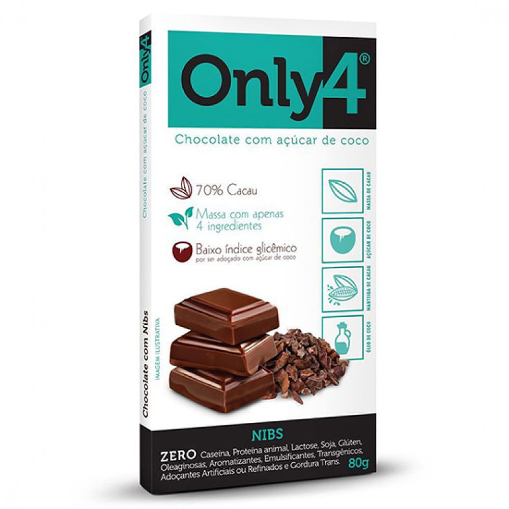 Chocolate Vegano Nibs de Cacau Only4 80g