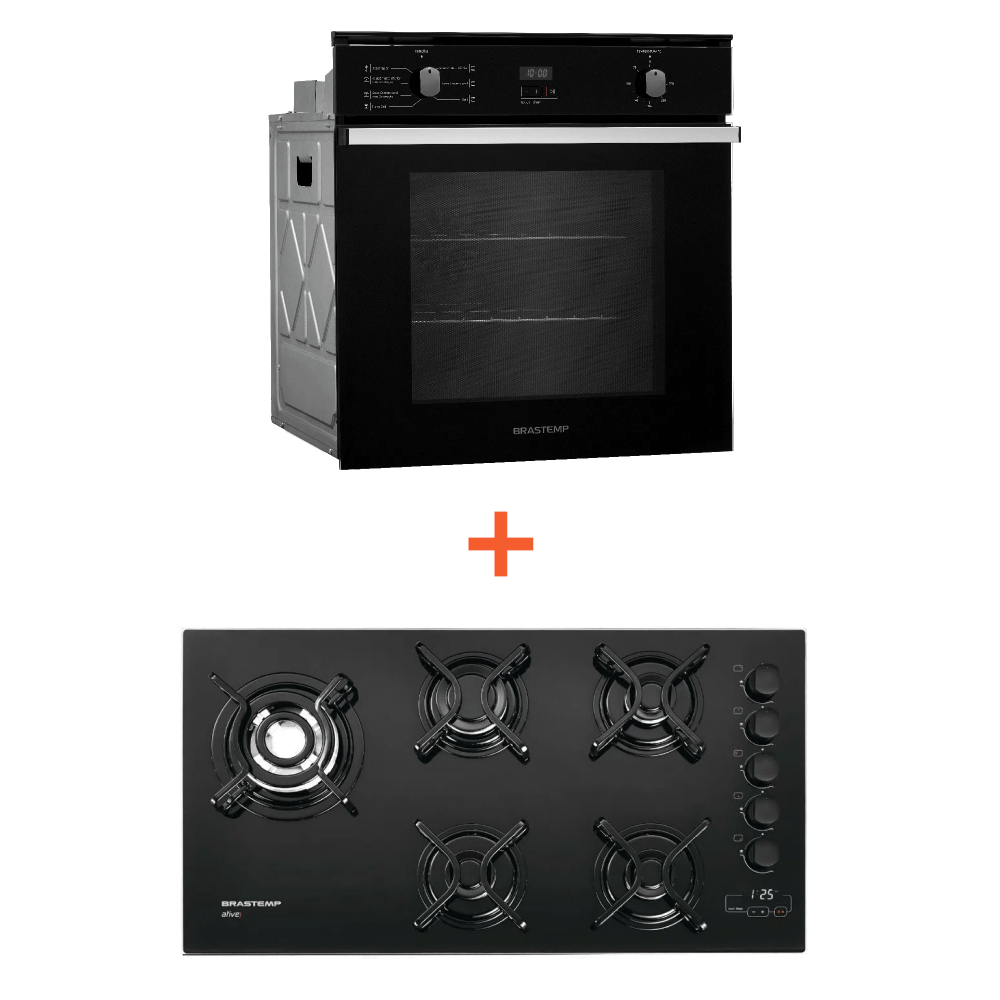 Combo Cooktop 5 bocas Brastemp + Forno de embutir elétrico Brastemp (BDT85AE + BOC84AE) BDT8_BOC8_CJ