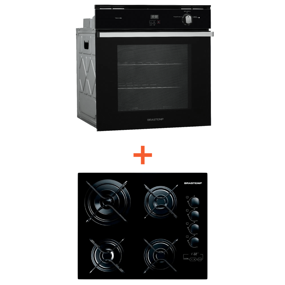 Combo Cooktop 4 bocas Brastemp + Forno de embutir a gás Brastemp (BDT62AE + BOA84AE) BDT6_BOA8_CJ