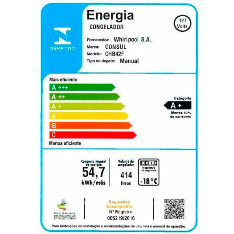 freezer-consul-chb42fb-selo-inmetro-110v