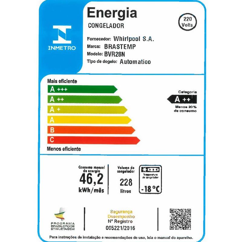 freezer-brastemp-bvr28nk-selo-inmetro-220v