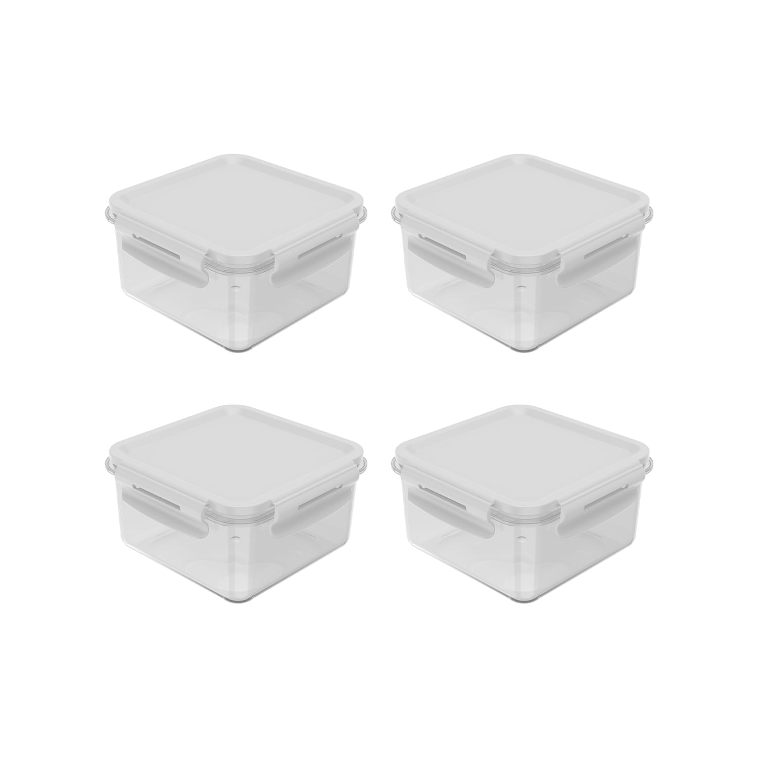 Conjunto De Potes Organizadores De Geladeira Click Quadrado 800 ml 4 Peças