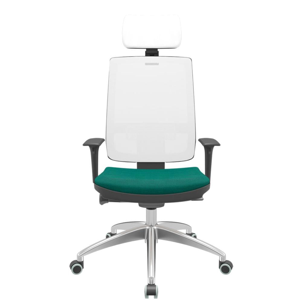 Cadeira Office Brizza Tela Branca Com Encosto Assento Poliéster Verde Autocompensador 126cm - 63269