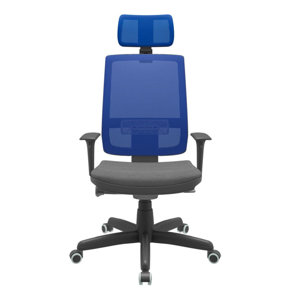 Cadeira Office Brizza Tela Azul Com Encosto Assento Poliester Cinza Autocompensador Base Standard 126cm - 63396