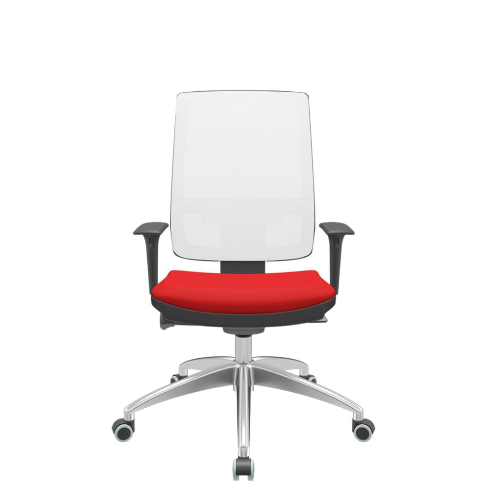 Cadeira Office Brizza Tela Branca Assento Aero Vermelho Autocompensador Base Aluminio 120cm - 63790