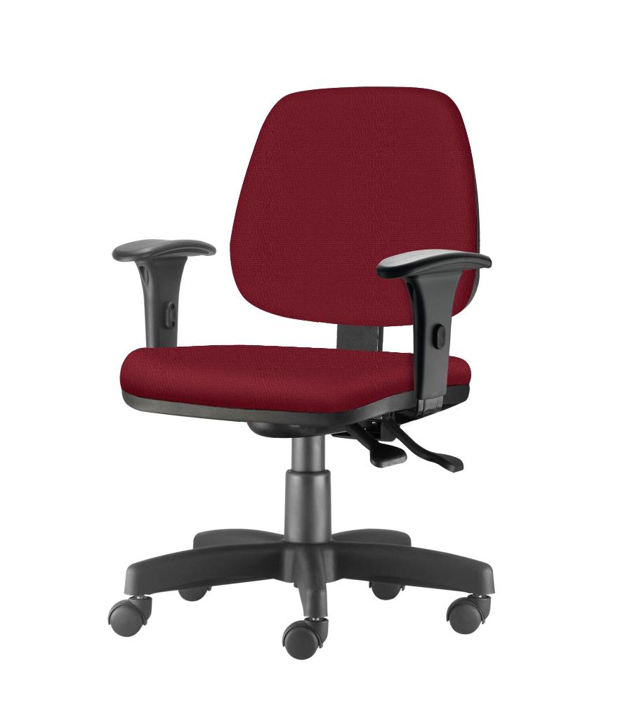 Cadeira Job com Bracos Assento Crepe Vinho Base Rodizio Metalico Preto - 54608