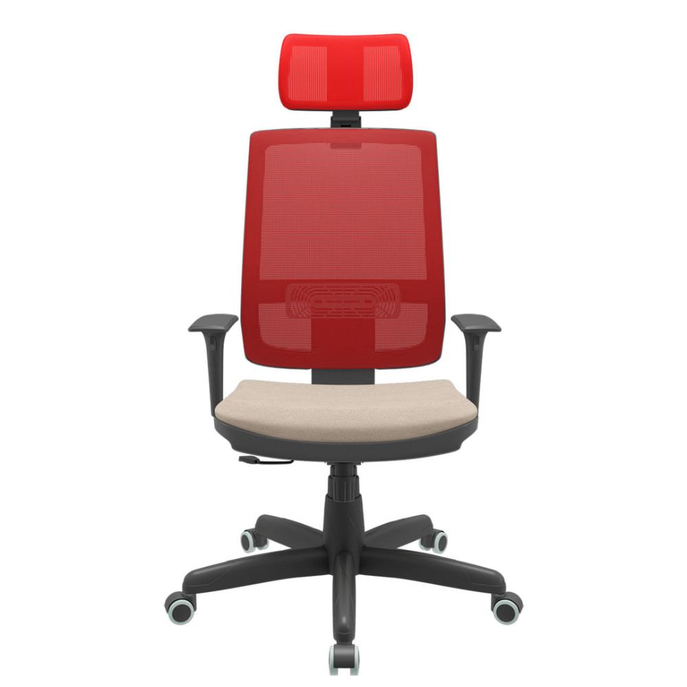 Cadeira Office Brizza Tela Vermelha Com Encosto Assento Poliester Fendi RelaxPlax Base Standard 126cm - 63635