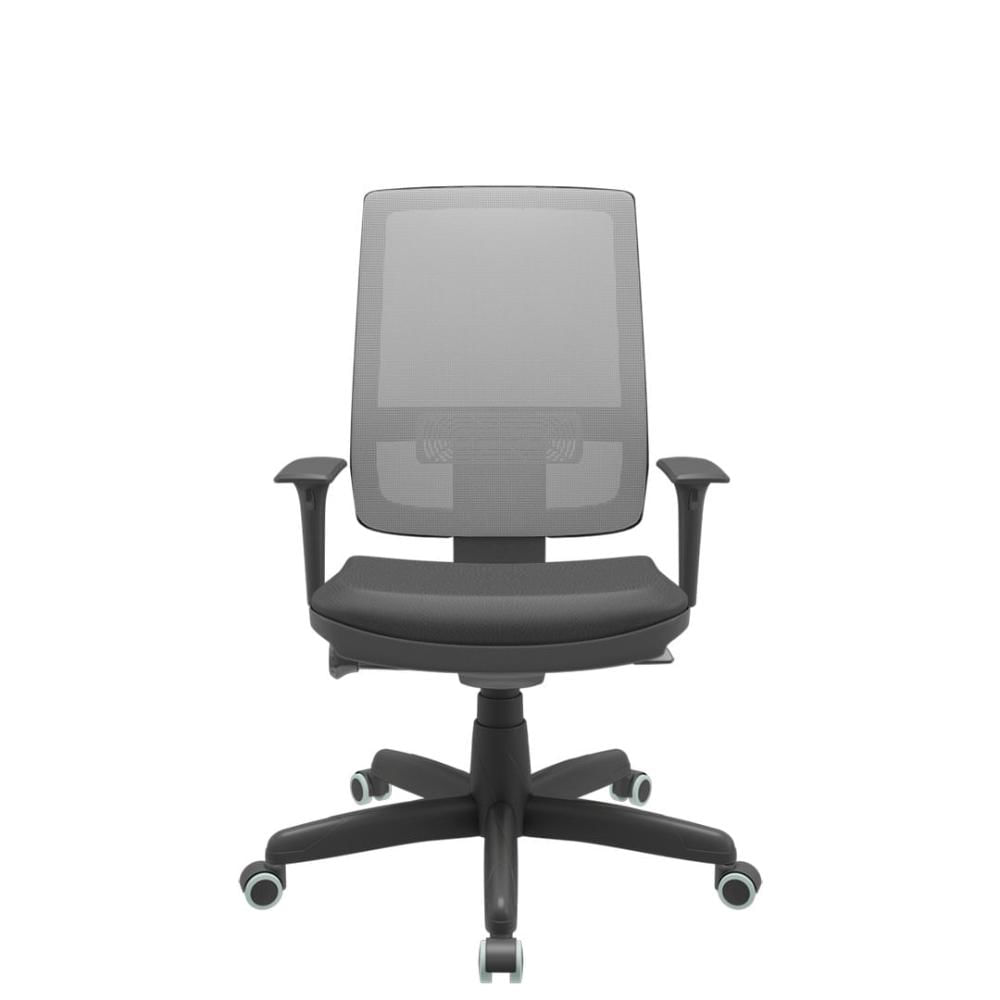 Cadeira Office Brizza Tela Cinza Assento Vinil Preto Autocompensador Base Standard 120cm - 63717