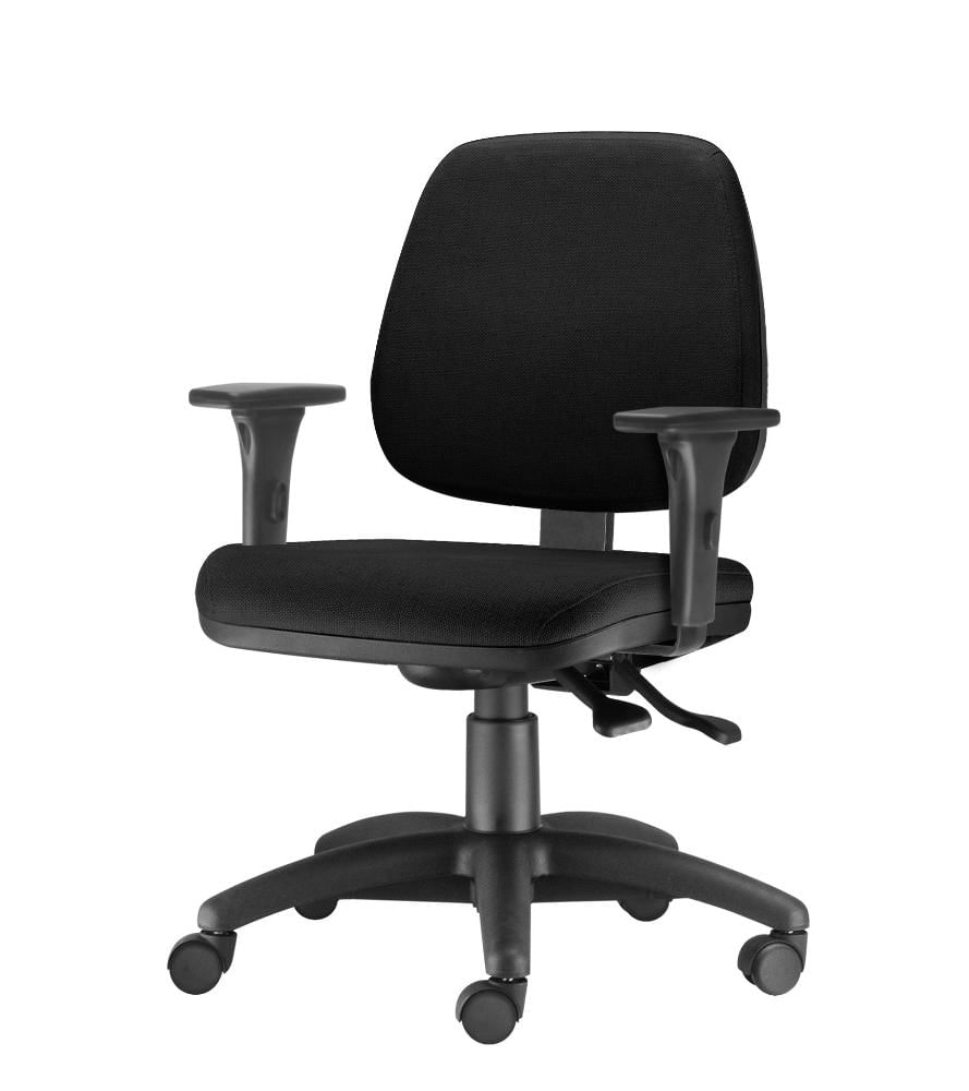 Cadeira Job com Bracos Assento Courino Preto Base Nylon Arcada - 54583