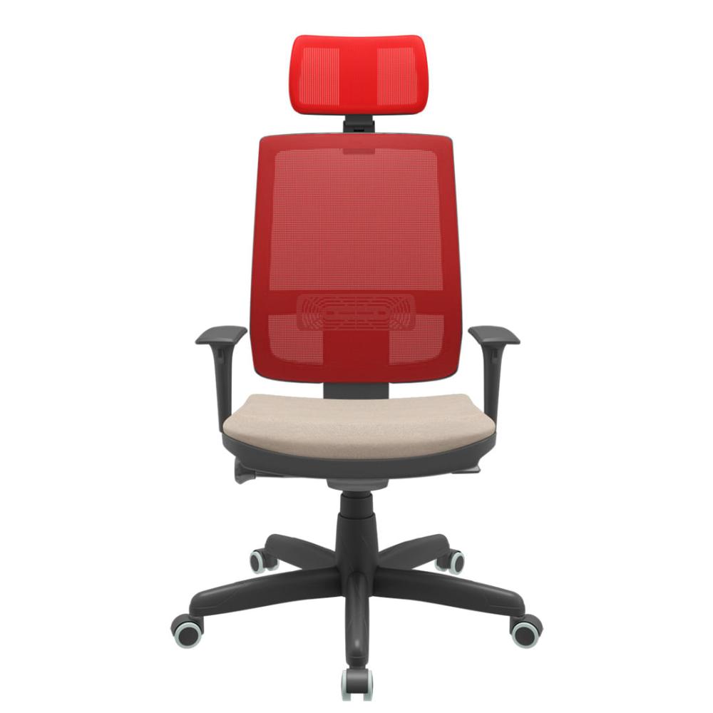 Cadeira Office Brizza Tela Vermelha Com Encosto Assento Poliester Fendi Autocompensador Base Standard 126cm - 63370