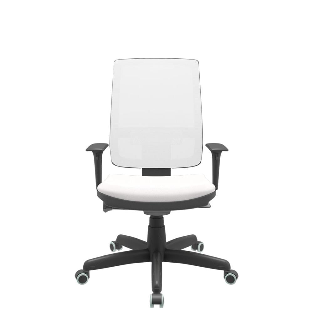 Cadeira Office Brizza Tela Branca Assento Vinil Branco Autocompensador Base Standard 120cm - 63729