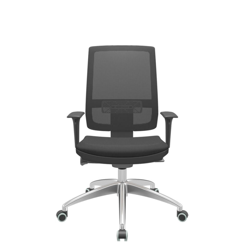 Cadeira Office Brizza Tela Preta Assento Aero Preto Autocompensador Base Aluminio 120cm - 63748