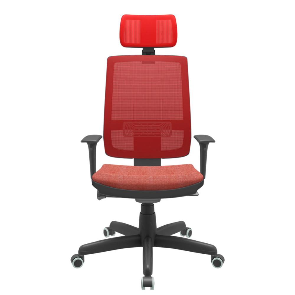 Cadeira Office Brizza Tela Vermelha Com Encosto Assento Concept Rose Autocompensador Base Standard 126cm - 63368