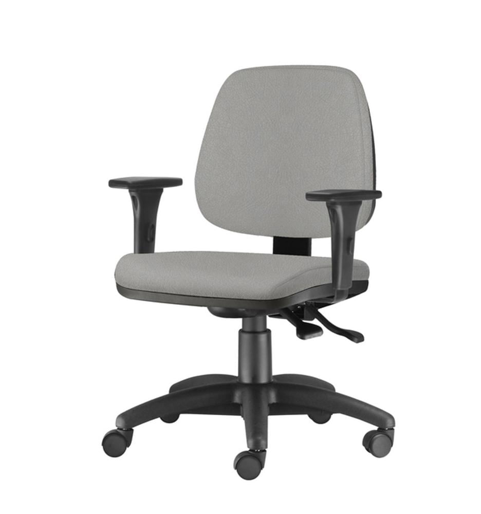 Cadeira Job com Bracos Assento Courino Cinza Claro Base Nylon Arcada - 54610