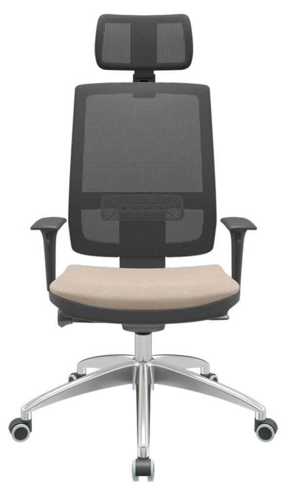 Cadeira Office Brizza Tela Preta Com Encosto Assento Poliéster Fendi Autocompensador 126cm - 63010