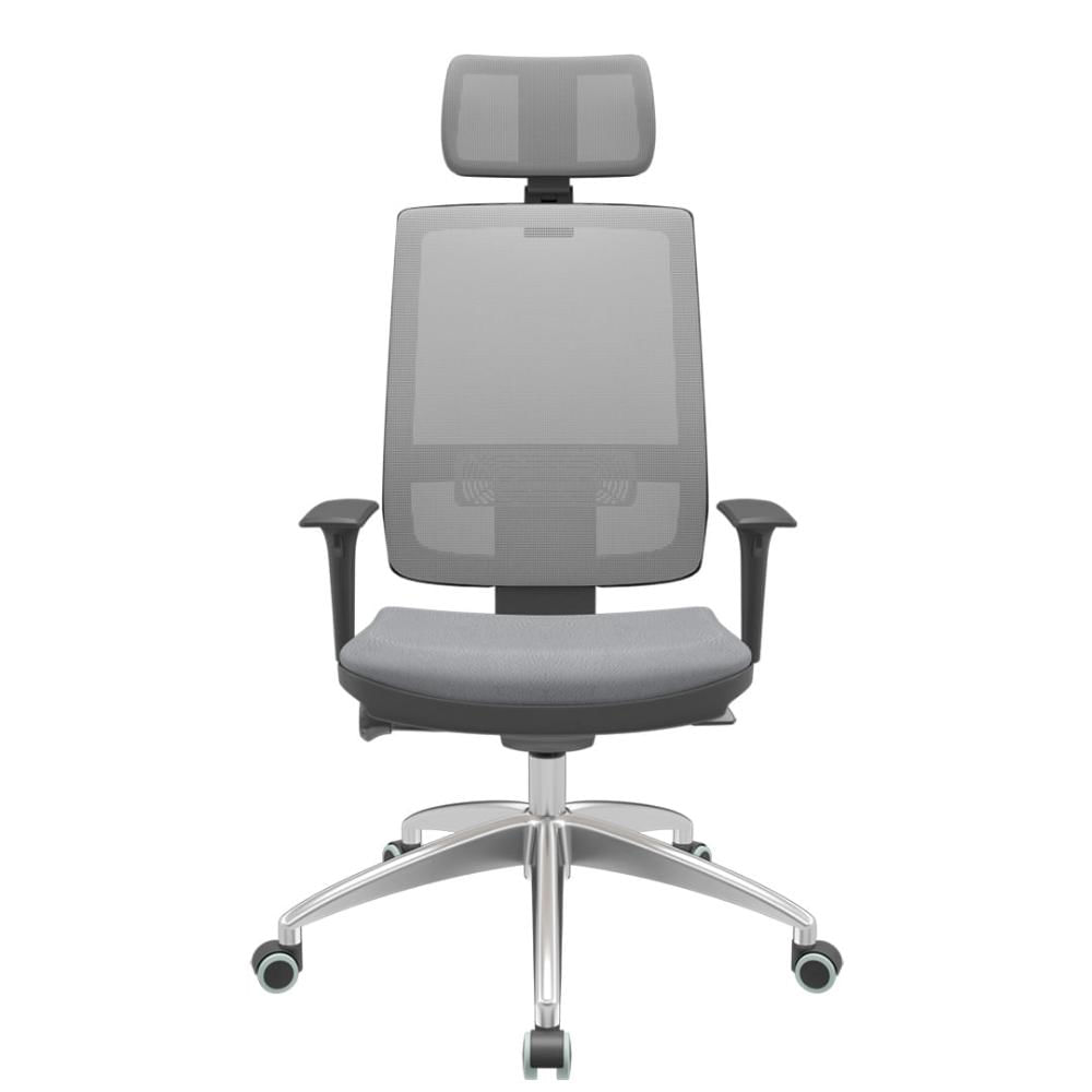 Cadeira Office Brizza Tela Cinza Com Encosto Assento Vinil Cinza Autocompensador 126cm - 63239