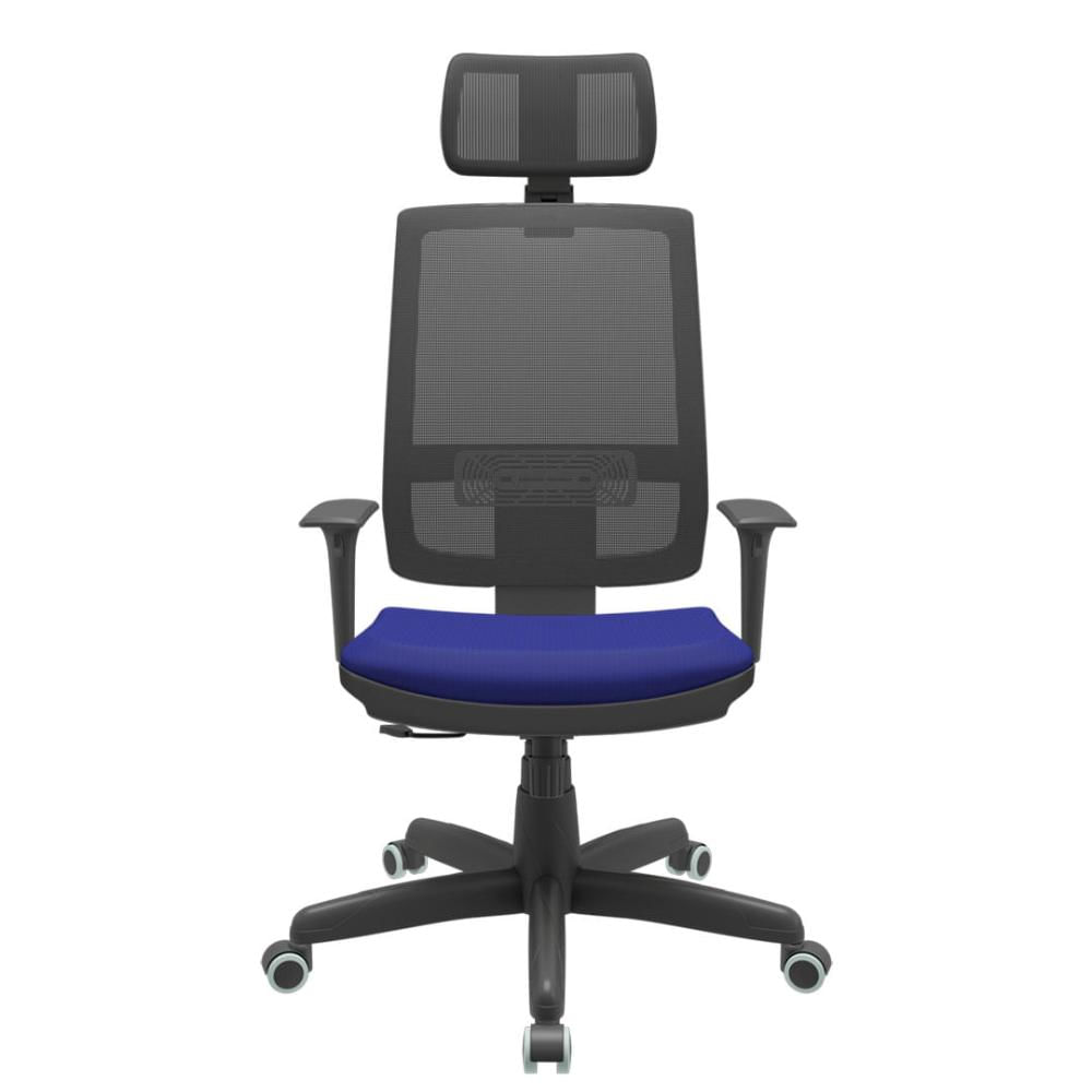 Cadeira Office Brizza Tela Preta Com Encosto Assento Aero Azul RelaxPlax Base Standard 126cm - 63614