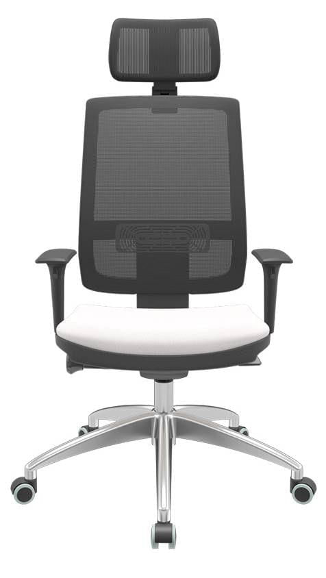 Cadeira Office Brizza Tela Preta Com Encosto Assento Vinil Branco Autocompensador 126cm - 63025