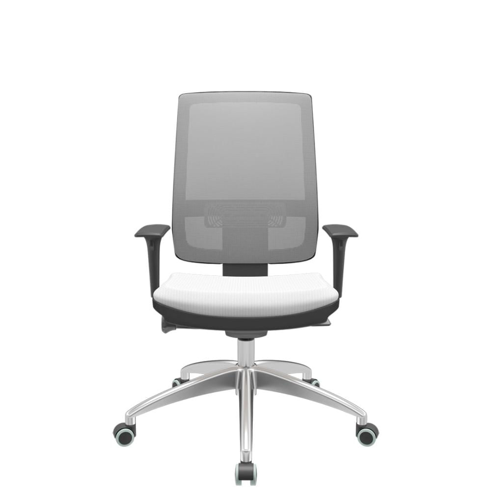 Cadeira Office Brizza Tela Cinza Assento Aero Branco Autocompensador Base Aluminio 120cm - 63784