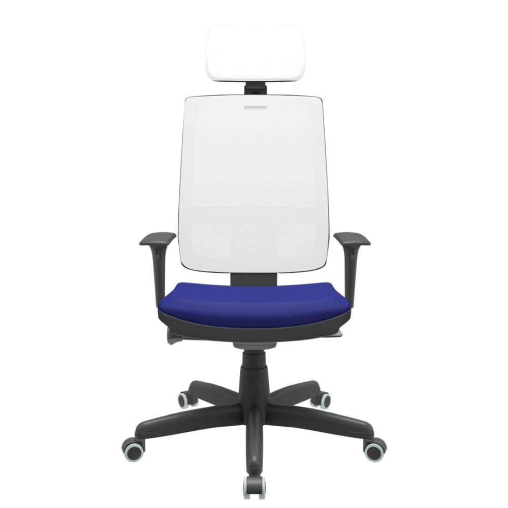 Cadeira Office Brizza Tela Branca Com Encosto Assento Aero Azul Autocompensador Base Standard 126cm - 63436