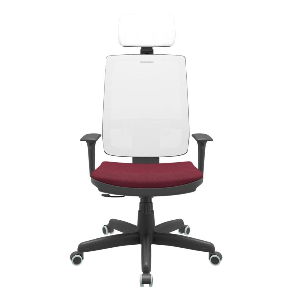 Cadeira Office Brizza Tela Branca Com Encosto Assento Poliester Vinho RelaxPlax Base Standard 126cm - 63683