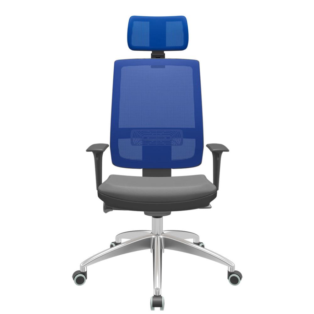 Cadeira Office Brizza Tela Azul Com Encosto Assento Facto Dunas Cinza Autocompensador 126cm - 63138