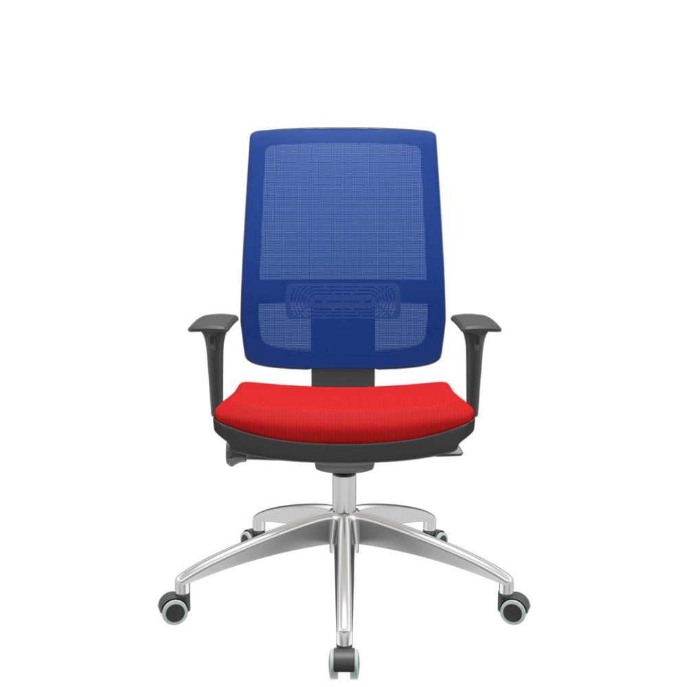 Cadeira Office Brizza Tela Azul Assento Aero Vermelho Autocompensador Base Aluminio 120cm - 63777
