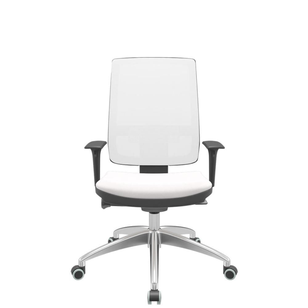 Cadeira Office Brizza Tela Branca Assento Vinil Branco Autocompensador Base Aluminio 120cm - 63792
