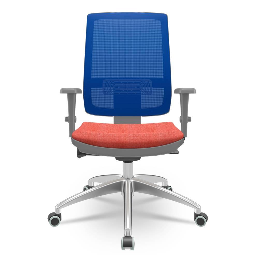 Cadeira Brizza Diretor Grafite Tela Azul com Assento Concept Rosê Base Autocompensador Aluminio - 65774