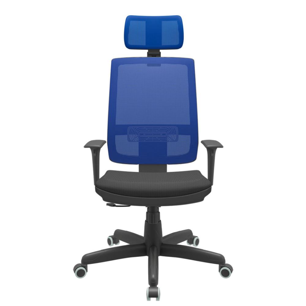 Cadeira Office Brizza Tela Azul Com Encosto Assento Aero Preto RelaxPlax Base Standard 126cm - 63646