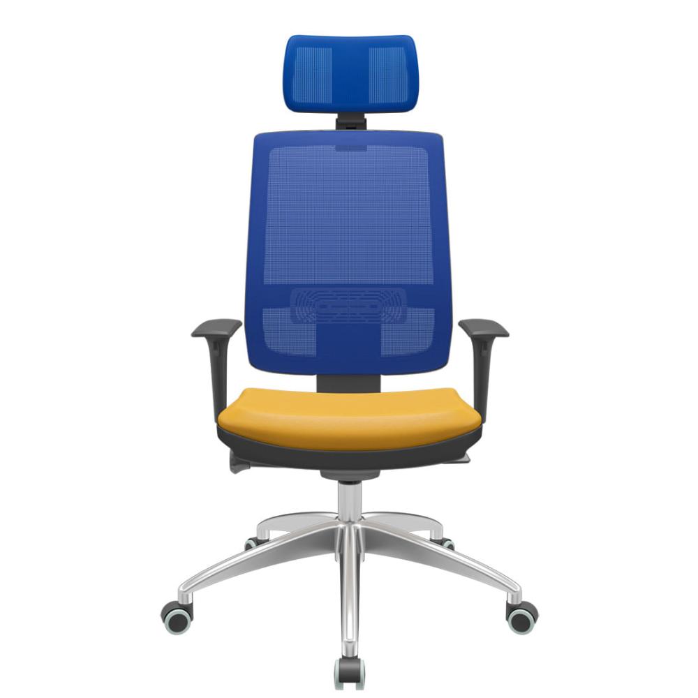 Cadeira Office Brizza Tela Azul Com Encosto Assento Facto Dunas Amarelo Autocompensador 126cm - 63146