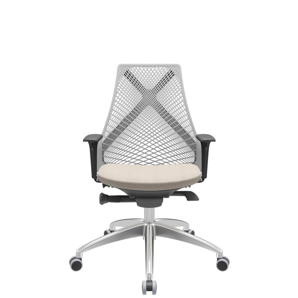 Cadeira Office Bix Tela Cinza Assento Poliéster Fendi Autocompensador Base Alumínio 95cm - 63981