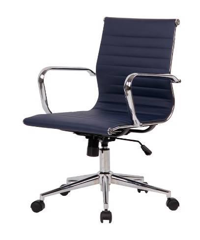 Cadeira Sevilha Eames Baixa PU Azul Escuro Base Cromada 98cm - 62974