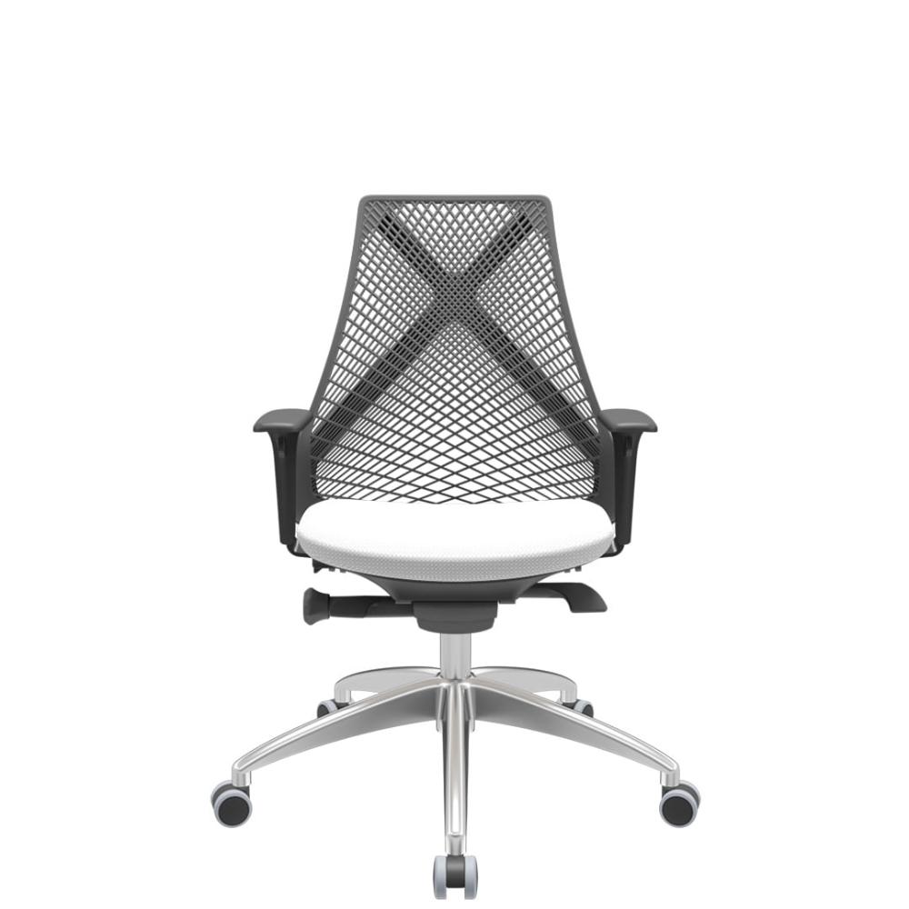 Cadeira Office Bix Tela Preta Assento Aero Branco Autocompensador Base Alumínio 95cm - 63942