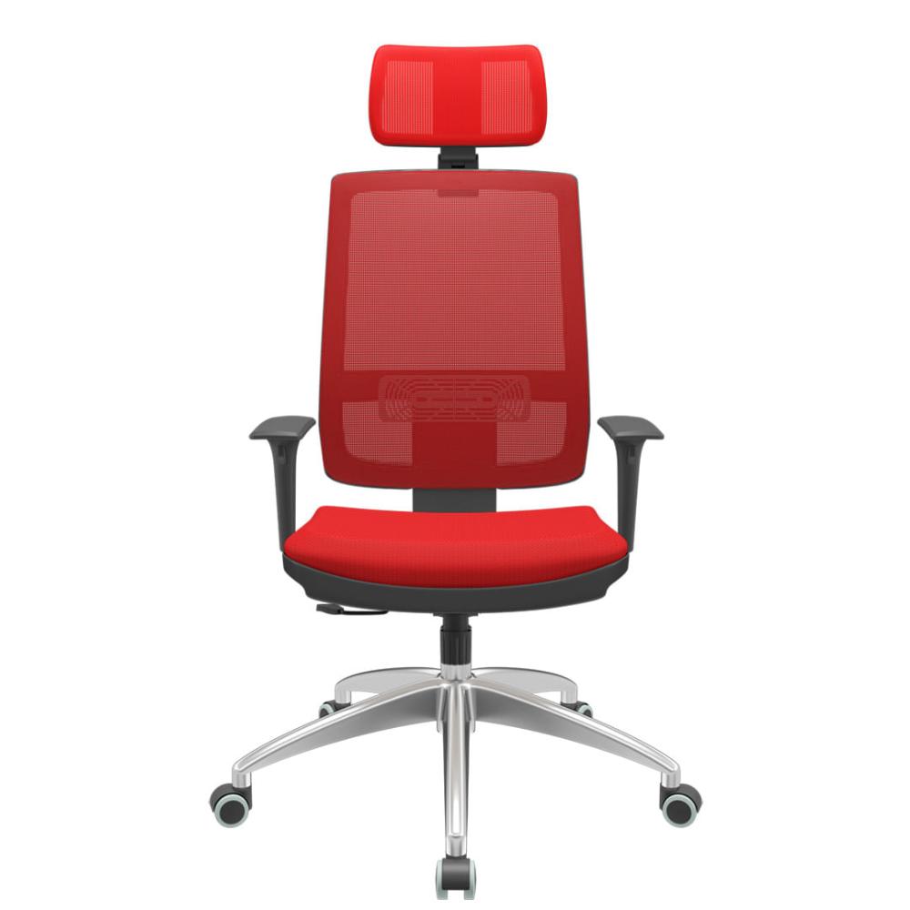 Cadeira Office Brizza Tela Vermelha Com Encosto Assento Aero Vermelho RelaxPlax Base Aluminio 126cm - 63531