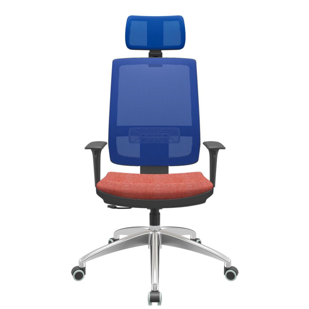 Cadeira Office Brizza Tela Azul Com Encosto Assento Concept Rose RelaxPlax Base Aluminio 126cm - 63560